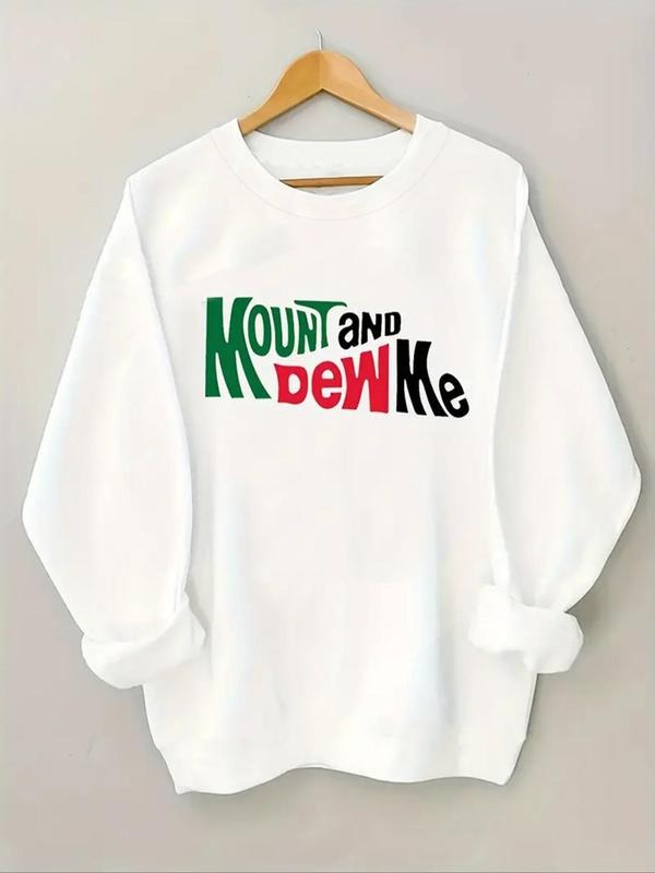 Women's Letter Print Round Neck Sweatshirt, Casual Long Sleeve Pullover for Fall & Winter, Women's Clothes for Daily Wear...