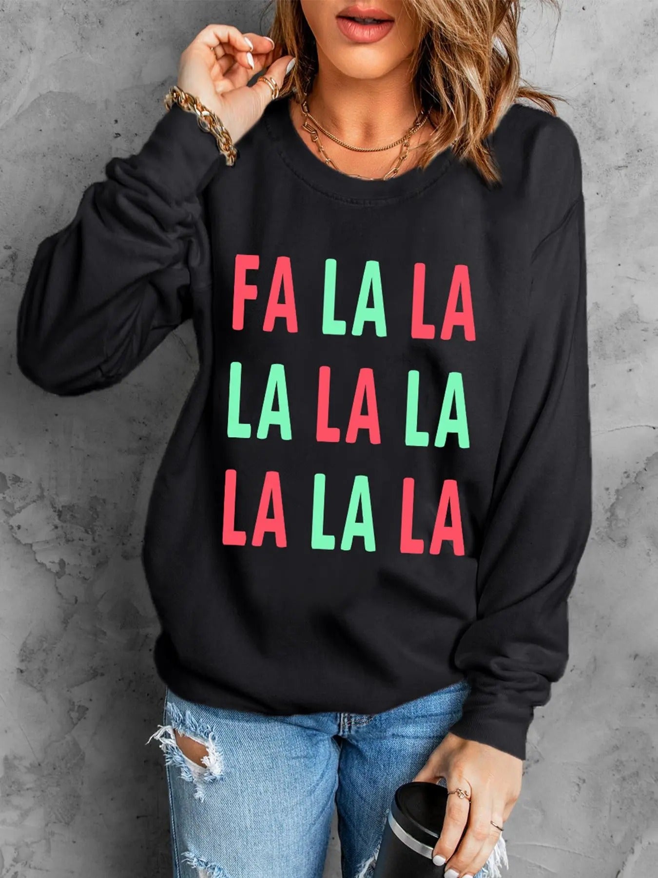 Women's Letter Print Round Neck Tee, Casual Long Sleeve Crew Neck T-shirt for Spring, Fashion Women's Top for Daily Wear...