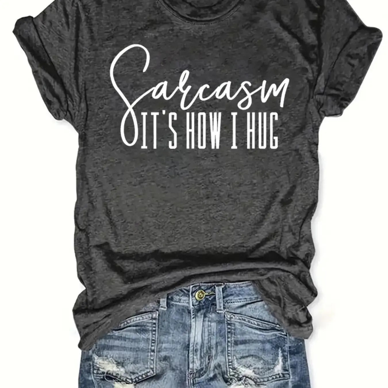 Women's Letter Print Round Neck Tee, Casual Short Sleeve Crew Neck T-Shirt for Spring & Fall, Fashion Women's Top for...