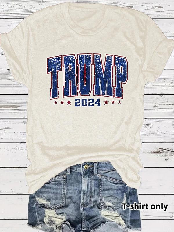 Women's Letter Print Round Neck Tee, Casual Short Sleeve Crew Neck T-Shirt for Summer, Fashion Women's Top for Daily Wear...