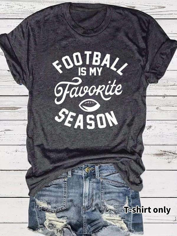 Women's Letter Print Round Neck Tee, Casual Short Sleeve Crew Neck T-Shirt for Summer, Fashion Women's Top for Daily Wear...