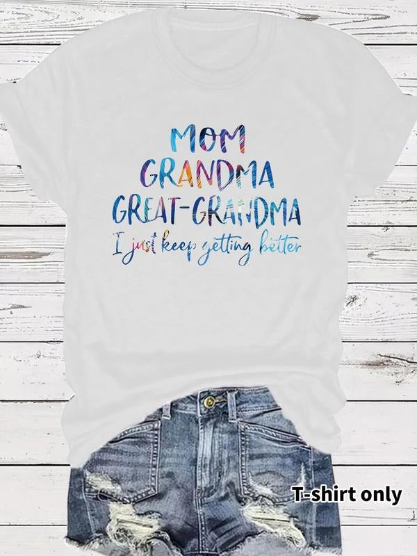 Women's Letter Print Round Neck Tee, Casual Short Sleeve Crew Neck T-Shirt for Summer, Fashion Women's Top for Daily Wear...