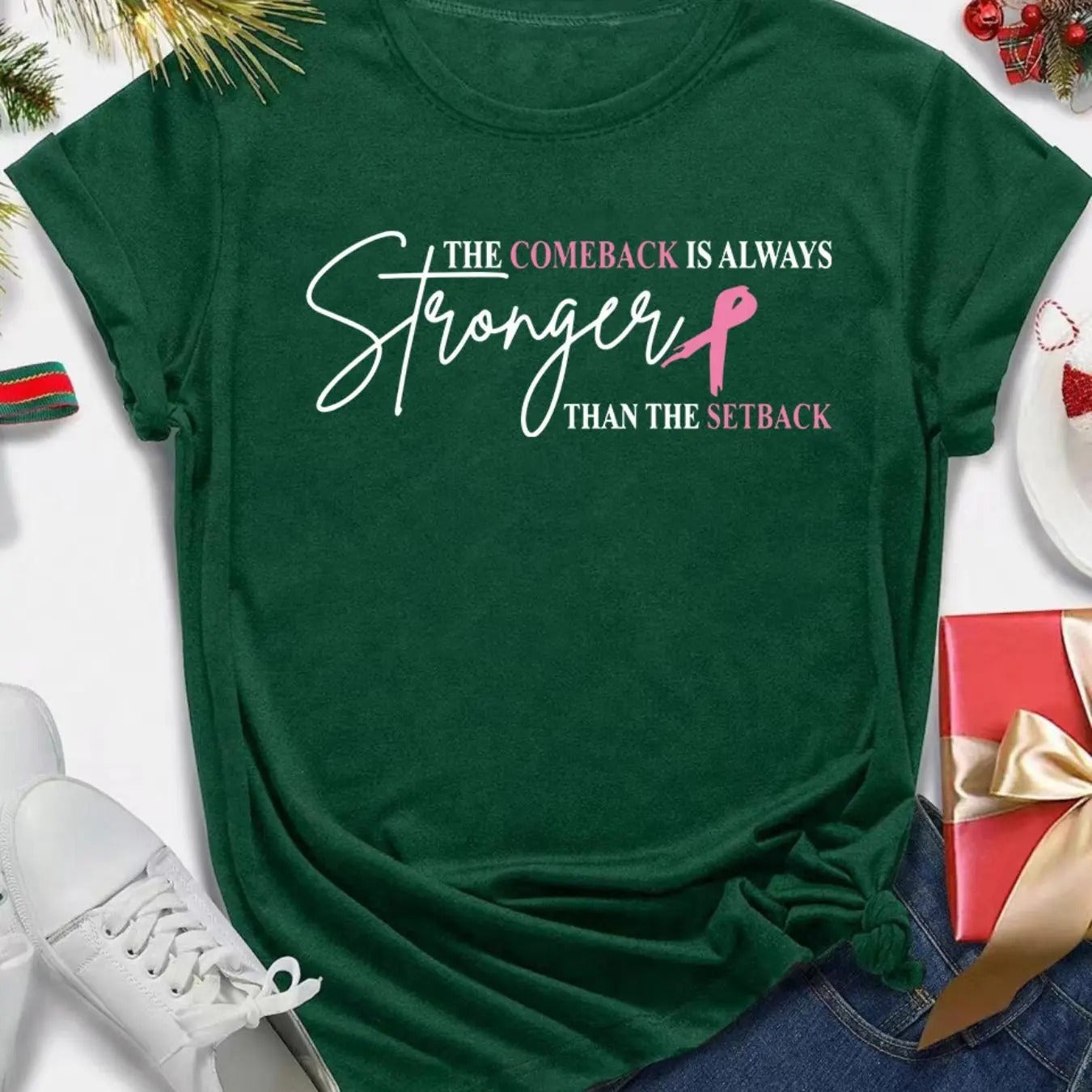 Women's Letter Print Round Neck Tee, Casual Short Sleeve Crew Neck T-shirt for Daily Wear, Ladies Clothes for All Seasons...