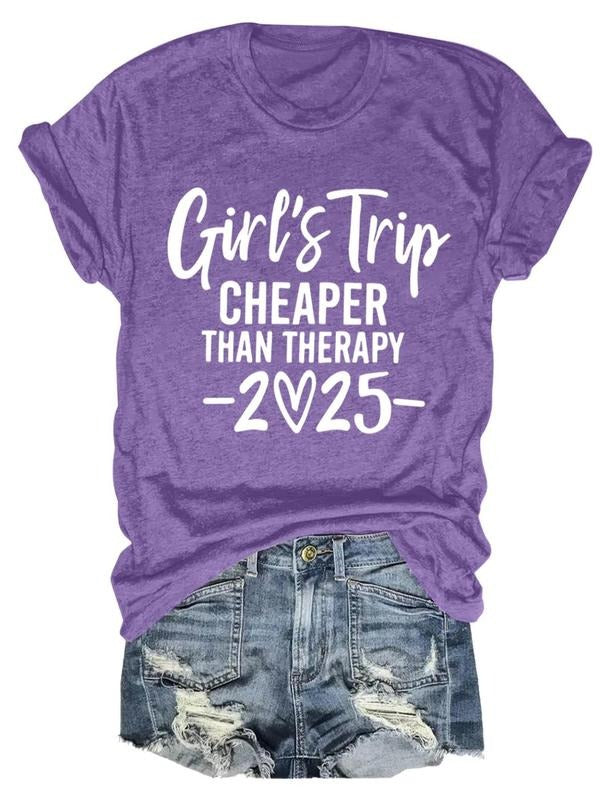 Women's Letter Print Round Neck Tee, Casual Short Sleeve Crew Neck T-shirt for Daily Wear, Ladies Clothes for All Seasons...