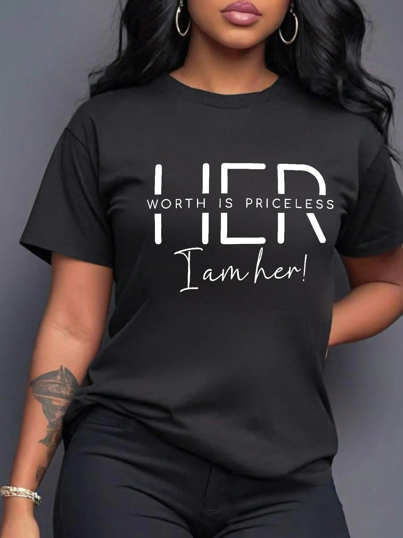 Women's Letter Print Round Neck Tee, Casual Short Sleeve Crew Neck T-shirt for Daily Wear, Ladies Clothes for All...