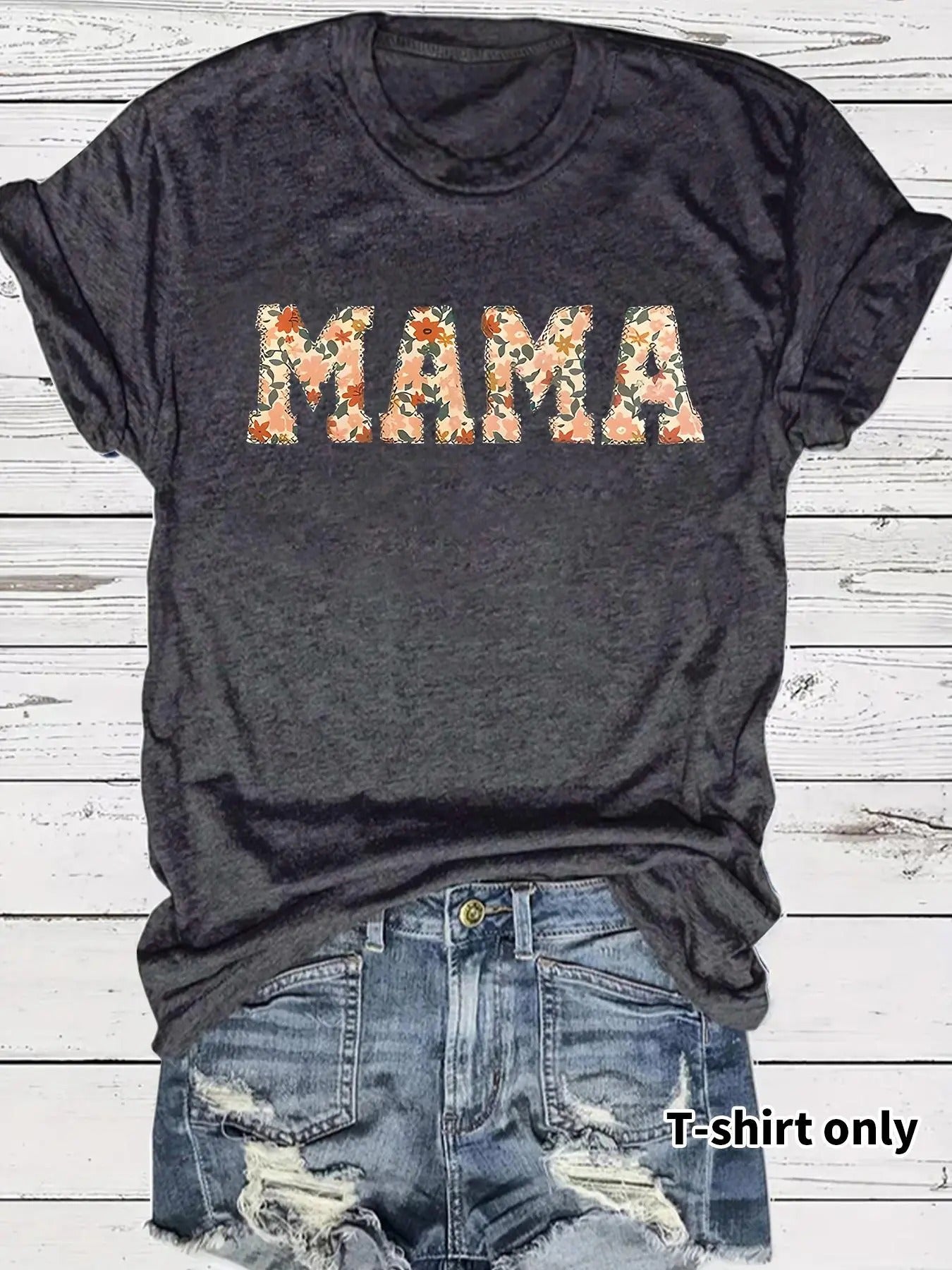 Women's Letter Print Round Neck Tee, Casual Short Sleeve Crew Neck T-shirt for Spring, Fashion Women's Top for Daily...
