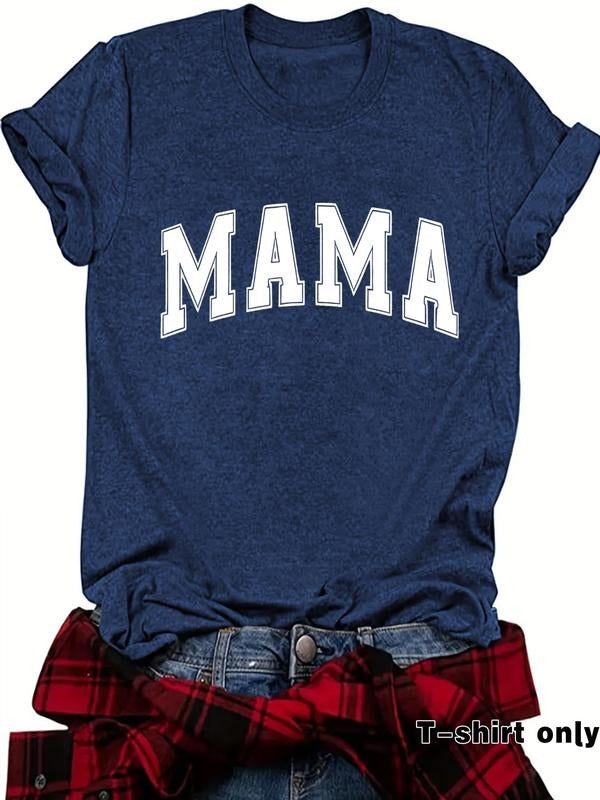 Women's Letter Print Round Neck Tee, Casual Short Sleeve Crew Neck T-shirt for Summer, Fashion Women's Top for Daily Wear...