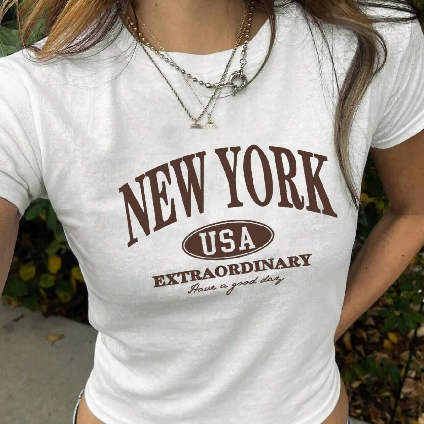 Women's Letter Print Round Neck Tee, Casual Short Sleeve Crew Neck T-shirt for Summer, Fashion Women's Top for Daily Wear...