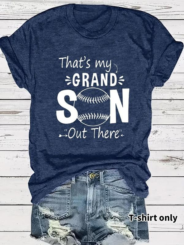 Women's Letter Print Round Neck Tee, Casual Short Sleeve Crew Neck T-shirt for Summer, Fashion Women's Top for Daily Wear...