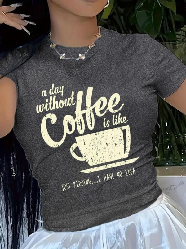 Women's Letter Print Round Neck Tee, Casual Short Sleeve Crew Neck T-shirt, Ladies Summer Outfit for Daily Wear Hoodie,...