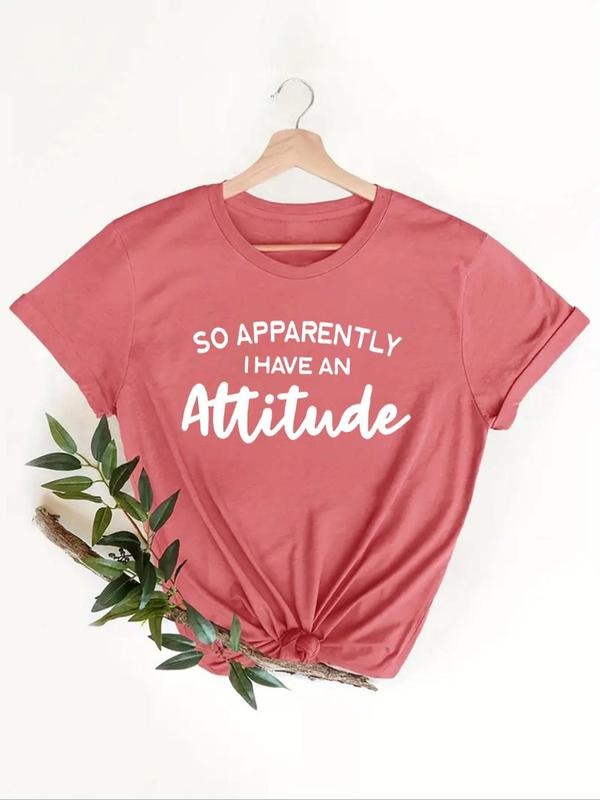 Women's Letter Print Round Neck Tee, Casual Short Sleeve Graphic T-shirt, Ladies Summer Outfit for Daily Wear Hoodie,...