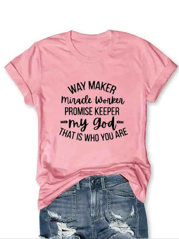 Women's Letter Print Round Neck Tee, Casual Short Sleeve T-Shirt, Ladies Summer Outfit Hoodie, Sweatshirt | UrbanDripWear.com