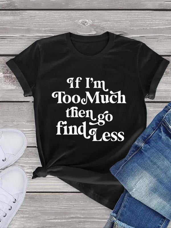 Women's Letter Print Round Neck Tee, Casual Short Sleeve T-shirt for Daily Wear, Ladies All-match Tops Hoodie, Sweatshirt