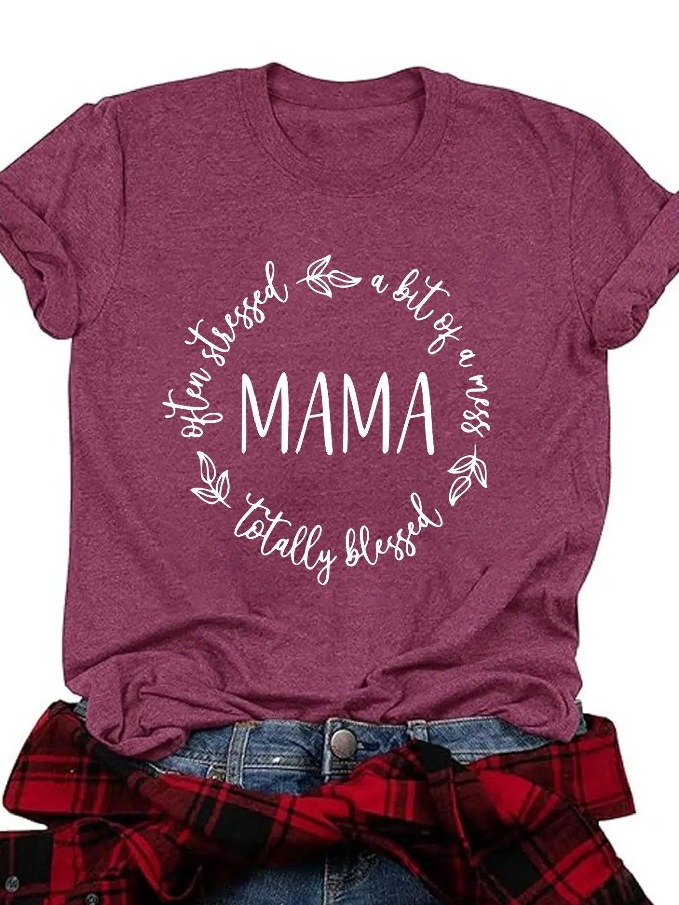 Women's Letter Print Round Neck Tee, Casual Soft Comfortable Breathable Short Sleeve T-shirt for Daily Wear, Ladies...