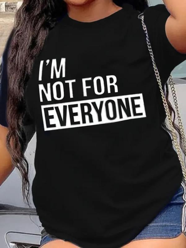 Women's Letter Print Round Neck Tee, Fashion Casual Crew Neck Short Sleeve T-Shirt for Daily Outdoor Wear, Ladies Summer...