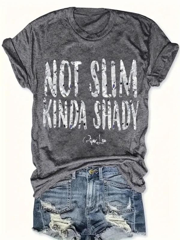Women's Letter Print Round Neck Tee, Fashion Casual Crew Neck T-Shirt for Daily Holiday Vacation Outdoor Wear, Ladies...
