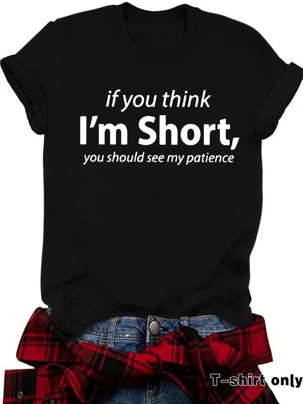 Women's Letter Print Round Neck Tee, Fashion Casual Crew Neck T-Shirt for Daily Holiday Vacation Outdoor Wear, Ladies...