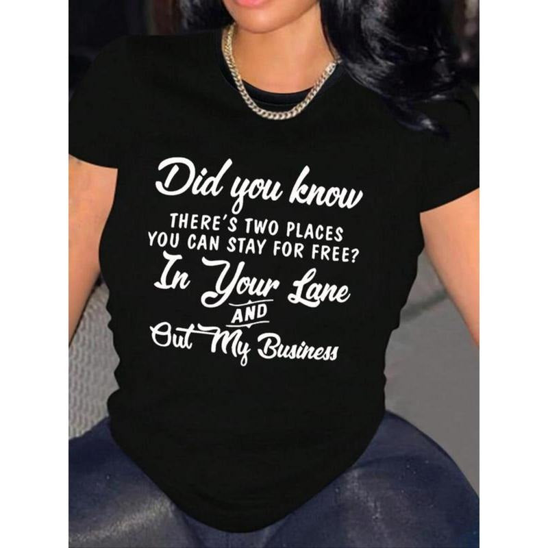 Women's Letter Print Round Neck Tee, Fashion Casual Crew Neck T-shirt for Daily Holiday Vacation Outdoor Wear, Ladies...