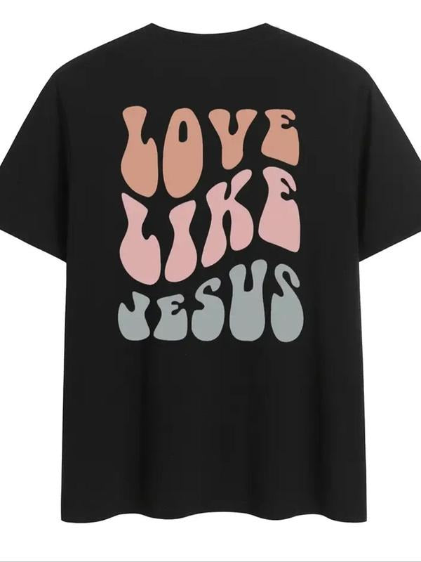 Women's Letter Print Round Neck Tee, Fashion Casual Crew Neck T-shirt for Daily Holiday Vacation Outdoor Wear, Ladies...