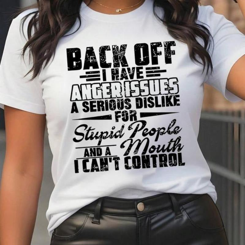 Women's Letter Print Round Neck Tee, Fashion Casual Short Sleeve T-shirt for Daily Holiday Vacation Outdoor Wear, Ladies...