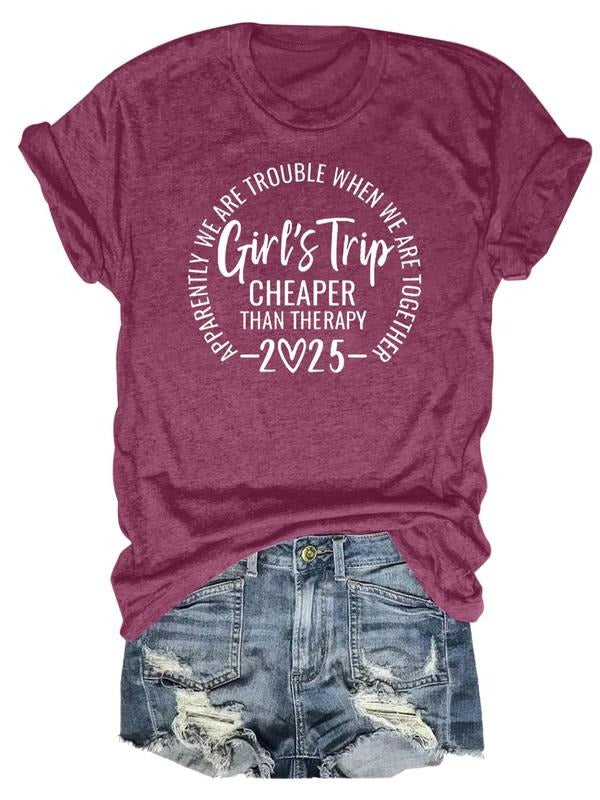 Women's Letter Print Round Neck Tee, Trendy Casual Crew Neck Short Sleeve T-Shirt for Daily Wear, Ladies All Seasons...