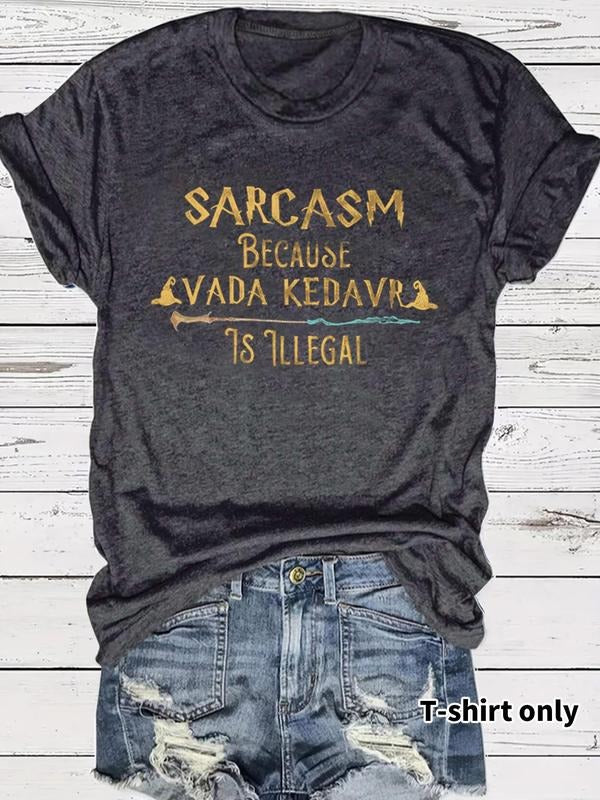 Women's Letter Print Round Neck Tee, Trendy Casual Short Sleeve Crew Neck T-shirt for Daily Wear, Ladies Tops for All...