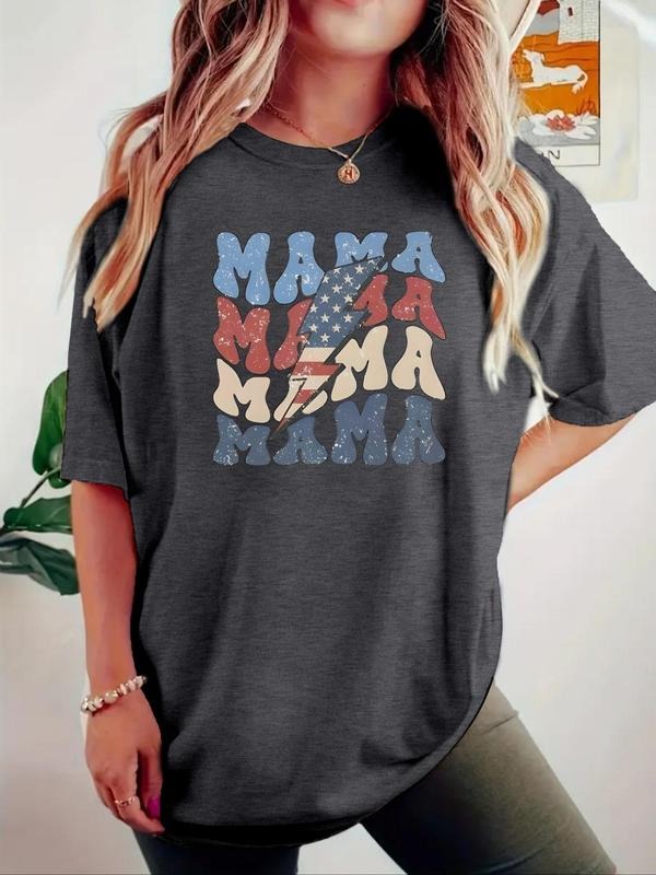 Women's Letter Print Round Neck Tee, Trendy Casual Short Sleeve T-Shirt for Daily Wear, Ladies Spring Outfit, Top Hoodie,...