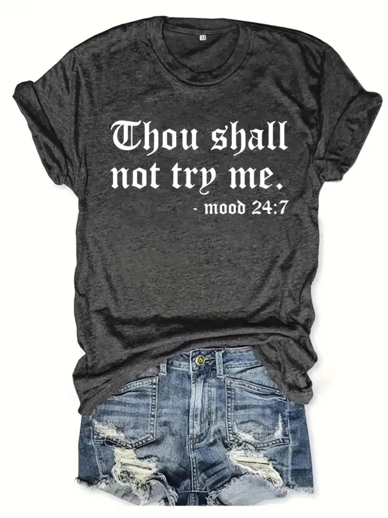 Women's Letter Print Round Neck Tee, Vintage Trendy Casual Short Sleeve T-shirt for Daily Wear, Ladies Summer Outfit...