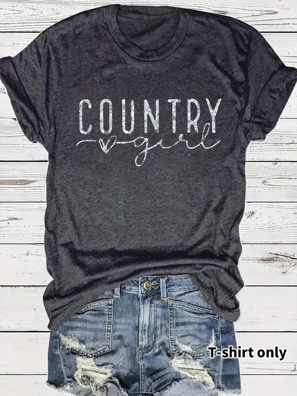 Women's Letter Print Round Neck Tee, Vintage Trendy Casual Short Sleeve T-shirt for Daily Wear, Ladies Summer Outfit, Top...