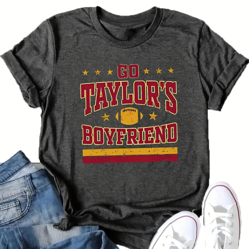 Women's Letter Print Round Neck Tee, Vintage Trendy Casual Short Sleeve T-shirt for Daily Wear, Ladies Summer Wear style...
