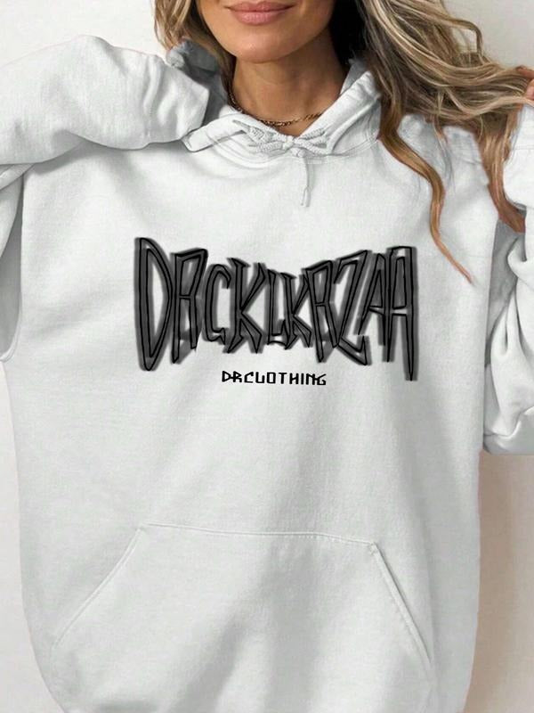 Women's Letter Print Slogan Hoodie, Fashion Casual Hooded Sweatshirt for Daily Holiday Outdoor Wear, Women Clothing for...