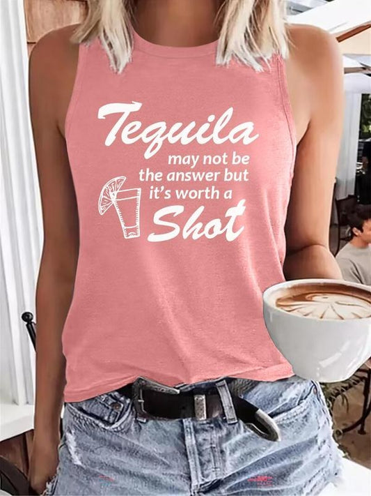 Women's Letter Print Tank Top, Casual Sleeveless Top for Summer, Ladies Clothes for Daily Wear, Socks