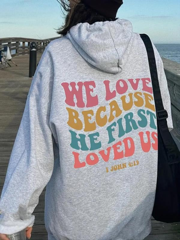 Women's Letter Print Thermal Lined  Hoodie, Fashion Casual Drawstring Pocket Hooded Sweatshirt for Daily Holiday Outdoor...