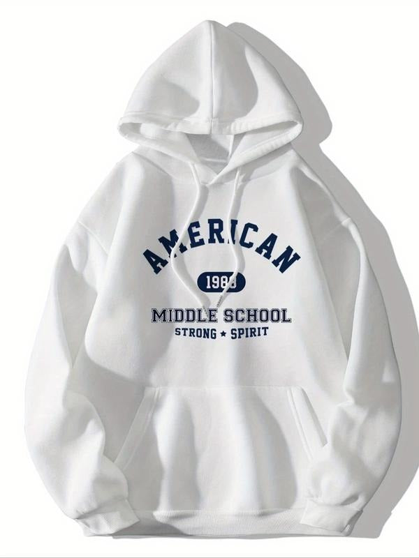 Women's Letter Print Thermal Lined Hoodie, Casual Long Sleeve Hooded Sweatshirt for Fall & Winter, Women's Clothes for...
