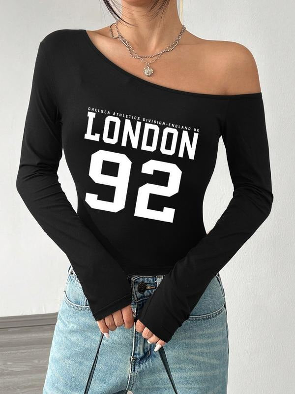 Women's Long Sleeve Everyday T-Shirt, Asymmetrical Shoulder Design, Casual Top for Summer & Fall, Versatile Fit for Any...