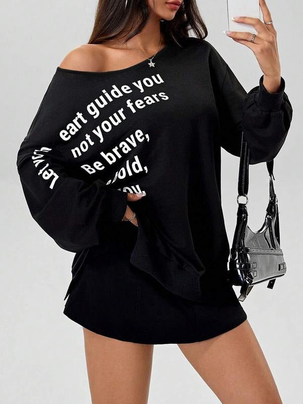 Women's Long Sleeve T-Shirt, Asymmetrical Shoulder Design, Casual Top for Summer & Fall, Versatile Fit for Any Occasion...