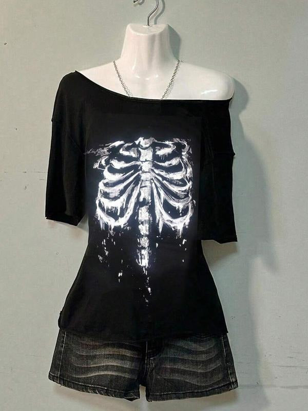 Women's Loose-Fit Wine Glass Print T-Shirt, Round Neck Short Sleeve Casual Top, Perfect for Daily Wear & Leisure...