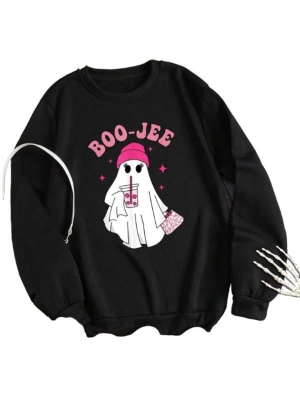 Women's Loose Letter Print Round Neck Long Sleeve Casual Sweatshirt, Spring & Fall Fashion Comfortable Daily Wear...