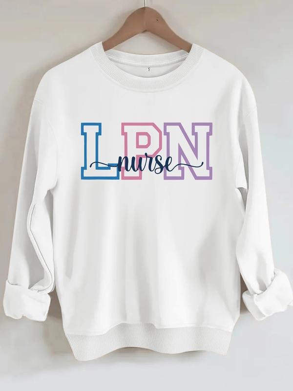 Women's Lpn Nurse Pride Print Round Neck Sweatshirt, Casual Pullover, All-Season Comfort, Versatile Daily Wear T-Shirts,...