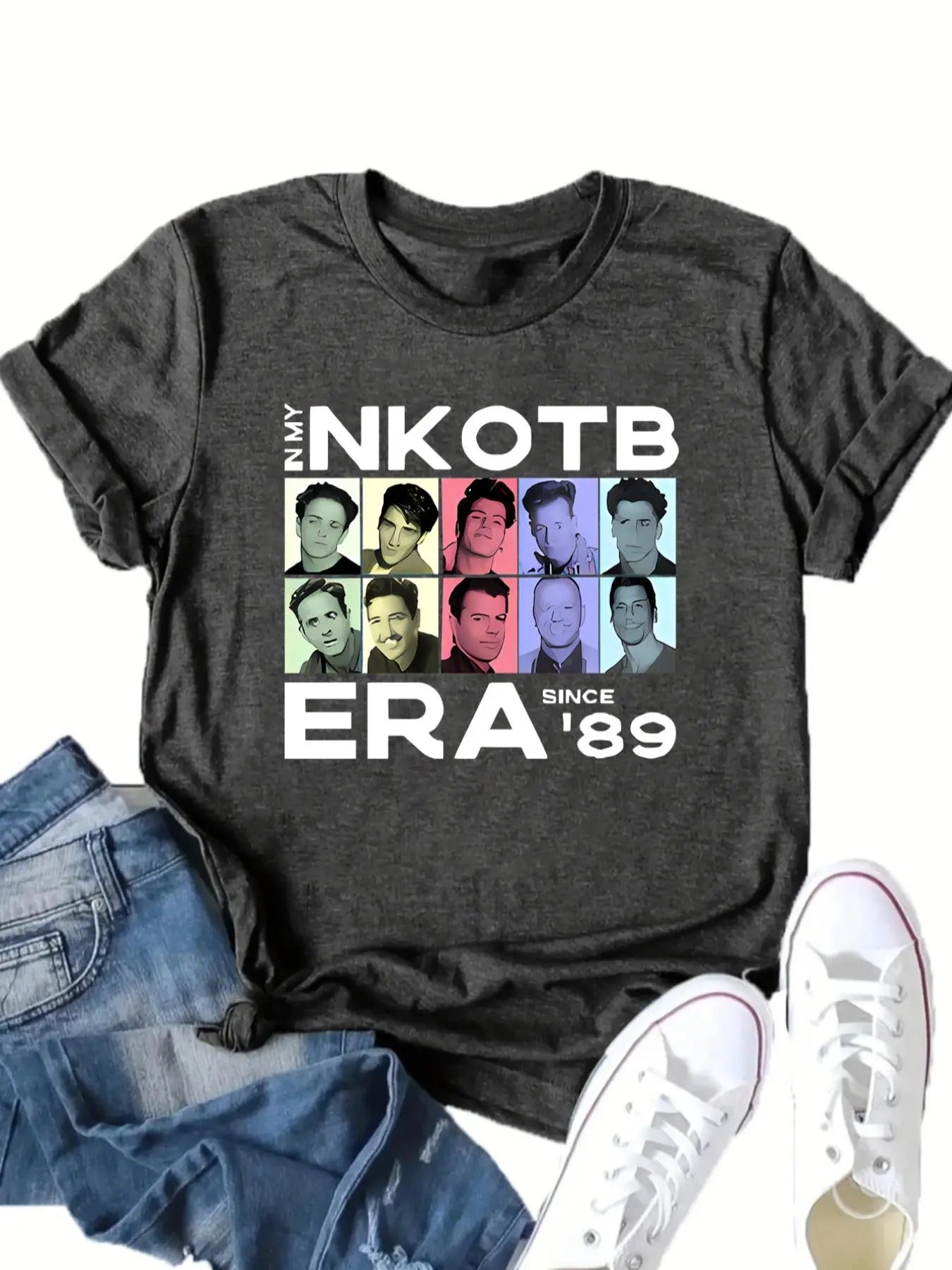 Women's NKOTB ERA SINCE'89 Letter Print Round Neck Graphic Tee, Vintage Trendy Casual Short Sleeve T-shirt for Daily...