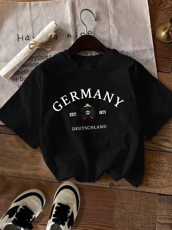 Women's Number & Letter Graphic Round Neck Tee, Trendy Casual Short Sleeve T-Shirt for Daily Wear, Ladies All Seasons...
