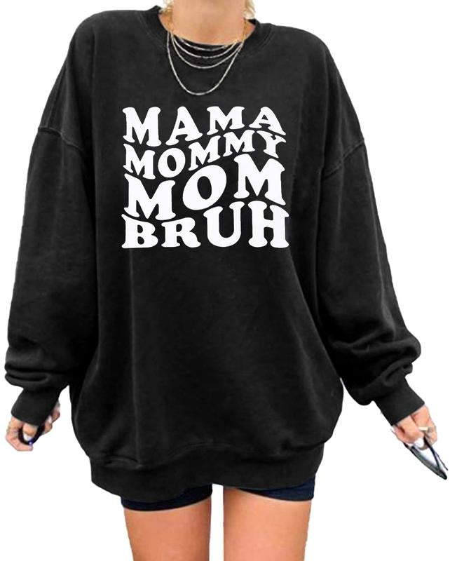 Women's Oversized Sweatshirt Mama Long Sleeve Casual Loose Pullover Tops T-Shirts, Hoodie | UrbanDripWear.com