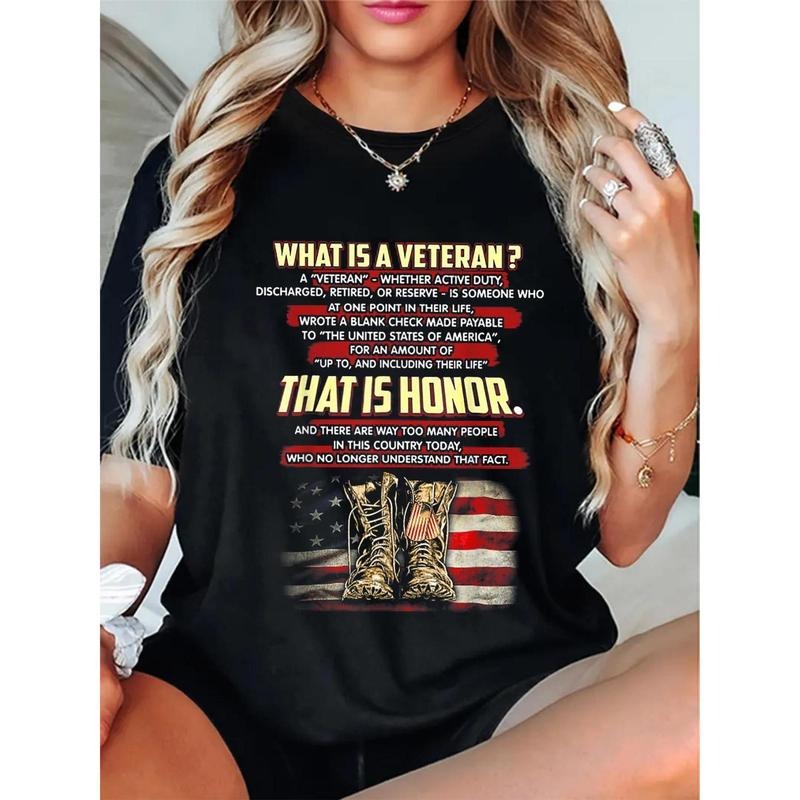Women's Patriotic "What Is A Veteran? That Is Honor" Graphic T-Shirt