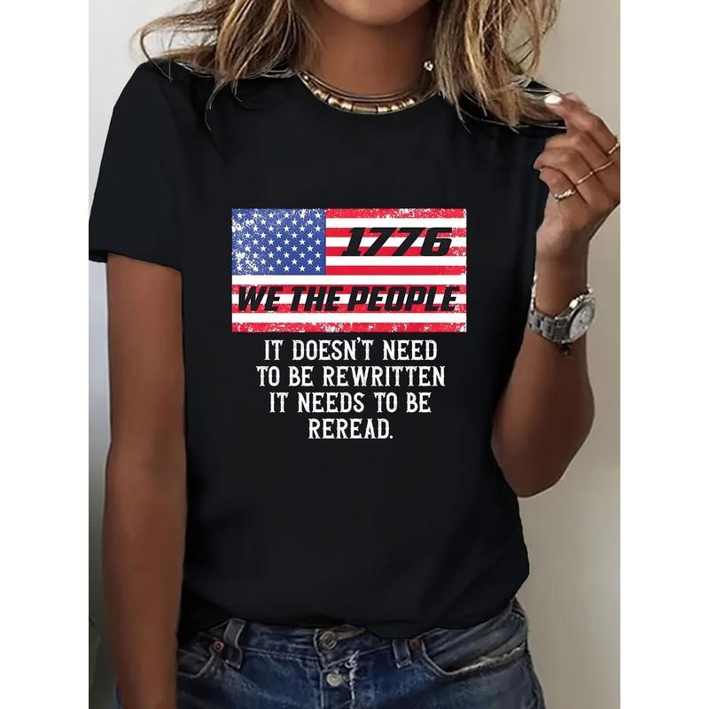 Women's Patriotic American Flag Graphic Tee