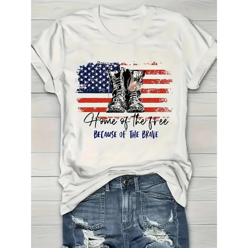 Women's Patriotic American Flag T-Shirt