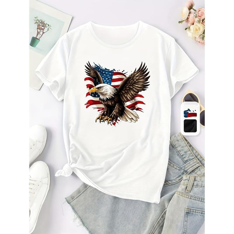 Women's Patriotic Eagle Graphic T-Shirt