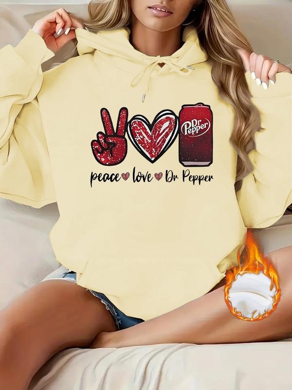 Women's Peace Love Graphic Hoodie Long Sleeve Sweatshirt, Casual Loose-Fitting Fall & Winter Clothing, Heart Print...