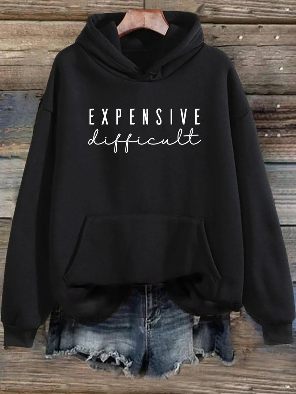 Women's Plus Size  Letter Print Fleece Lined Hoodie, Casual  Drawstring  Pocket Hooded Sweatshirt for Fall & Winter,...