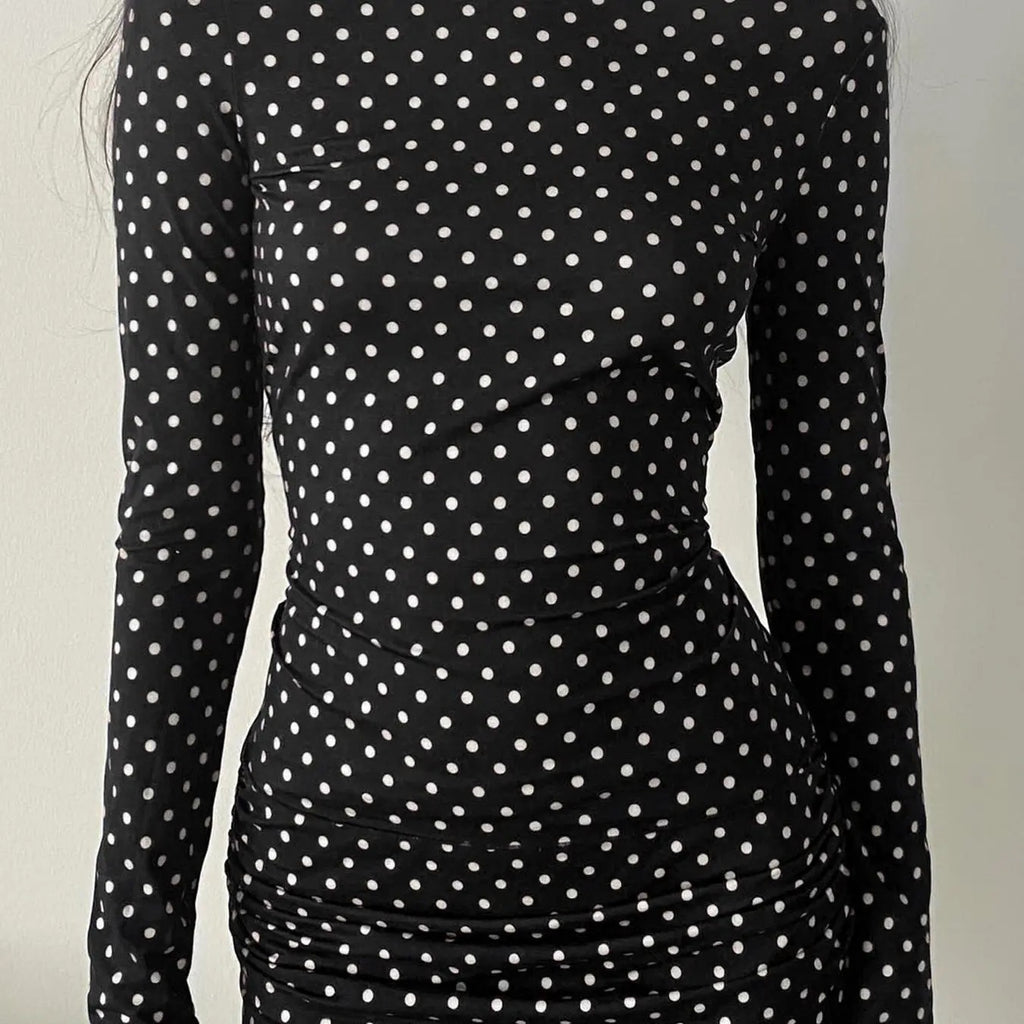 Women's Polka Dot Print Boat Neck Tee, Casual Long Sleeve T-shirt for Fall & Winter, Women's Clothing for Daily Wear...