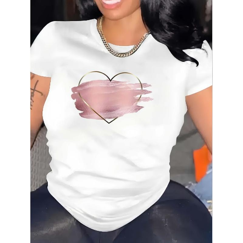 Women's Pure - Cotton White T - shirt: Blush Harmony: Heart & Brushstroke T-Shirt style 02 Hoodie, Sweatshirt
